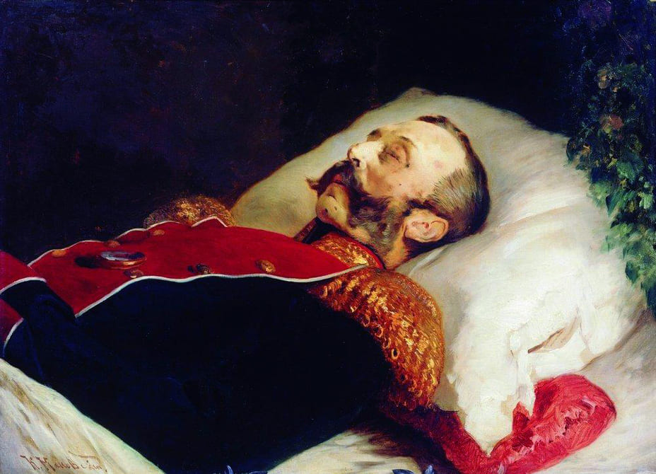 Картина К.Є. Маковського "Імператор Олександр II на смертному одрі"
